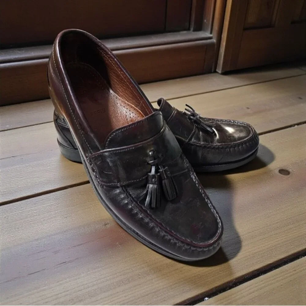 Allen Edmonds Stowe Burgundy Leather Tassel Loafers Men’s 12 Narrow (B) READ